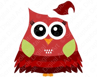 Christmas Owl Clip Art - Winter Owl Clipart. Cute Owl Clip Art. Buho. Navidad.