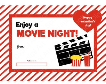 Printable Redbox Gift Card Tag Printable Card Movie Night | Etsy