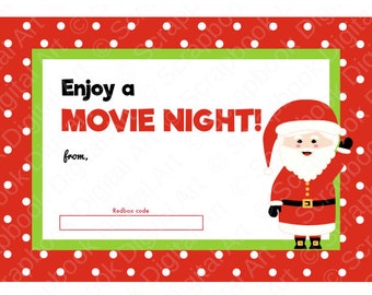 Redbox Codes Gift Tags Cards Digital Printable 4 Different Designs ...