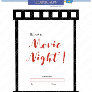 Printable Redbox Gift Card Tag, Printable Card, Movie Night Redbox ...