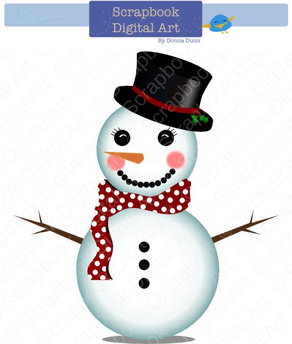 Snowman Clip Art Snowman Clipart Cute Christmas Snowman Etsy