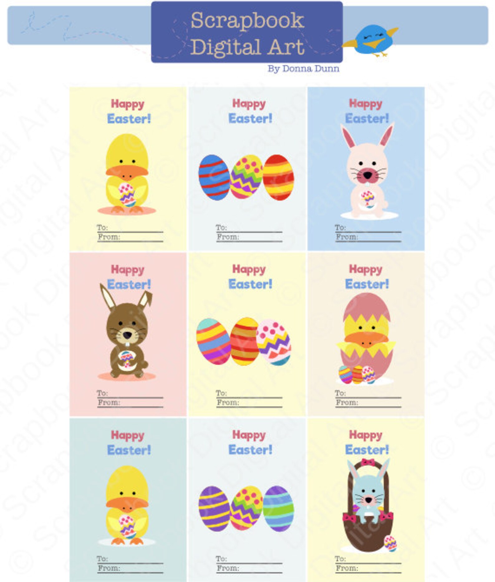Printable Easter Cards, Kids Easter Cards, Beautiful Pastel Colors ...