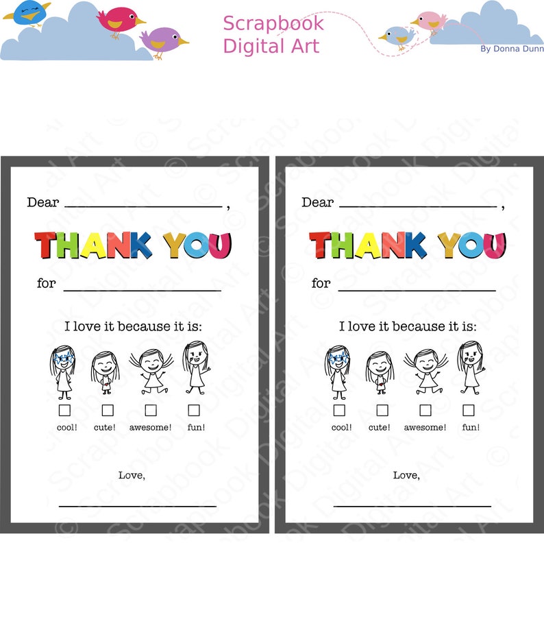 Fill in the Blank Thank You Cards. Printable Thank You Card. - Etsy