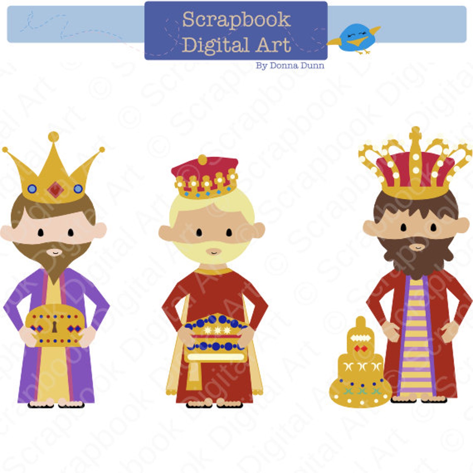 Three Kings Clip Art Wise Men Clip Art Kings clipart. Reyes Etsy