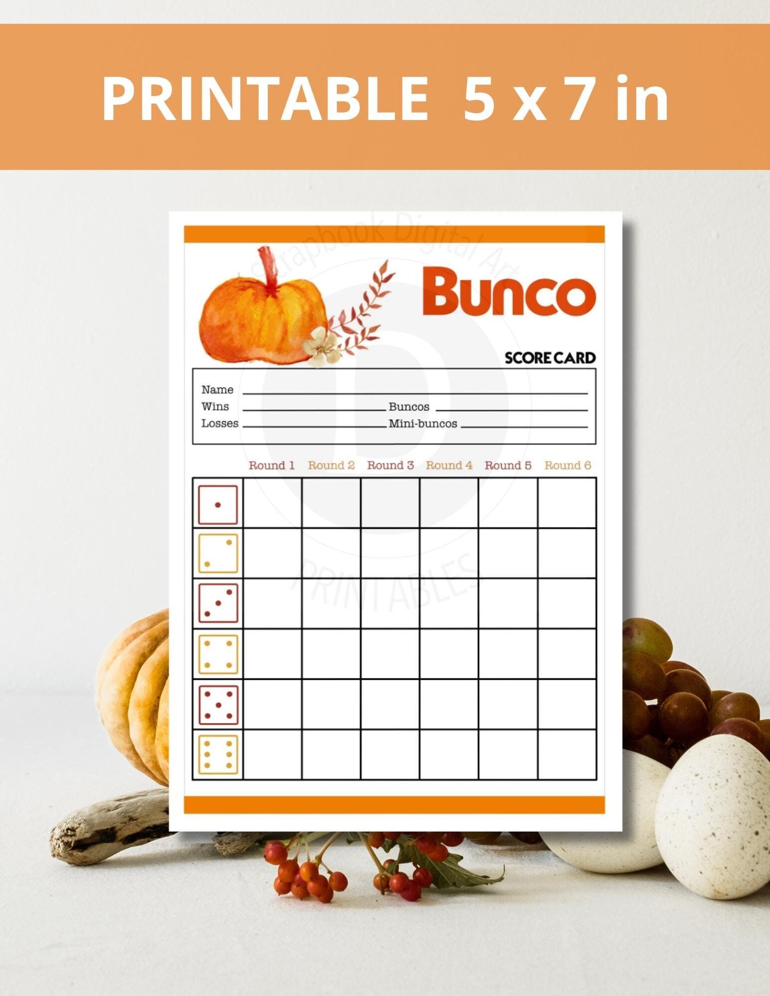 printable pumpkin bunco score card, fall game (pdf pattern) - etsy