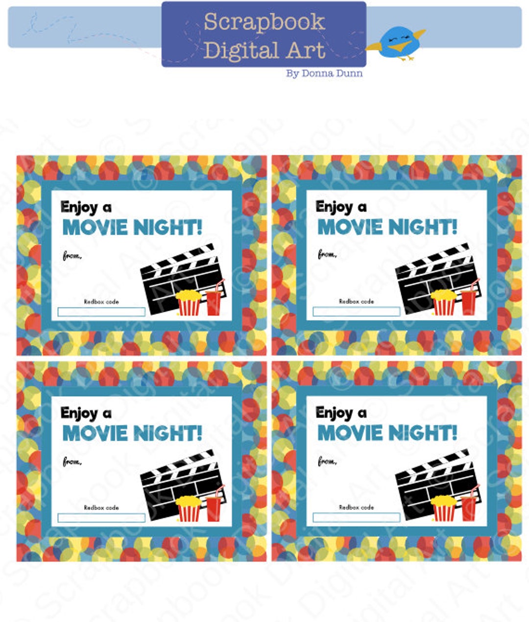 Printable 4x5 Redbox Gift Card Tag Printable Card Enjoy a - Etsy