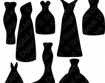 Black Dress Silhouettes Clipart Little 