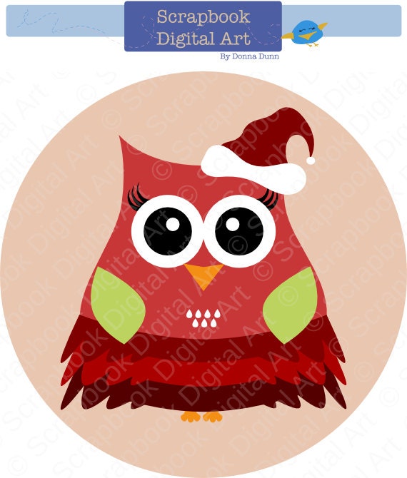 Christmas Owl Clip Art Winter Owl Clipart. Cute Owl Clip - Etsy