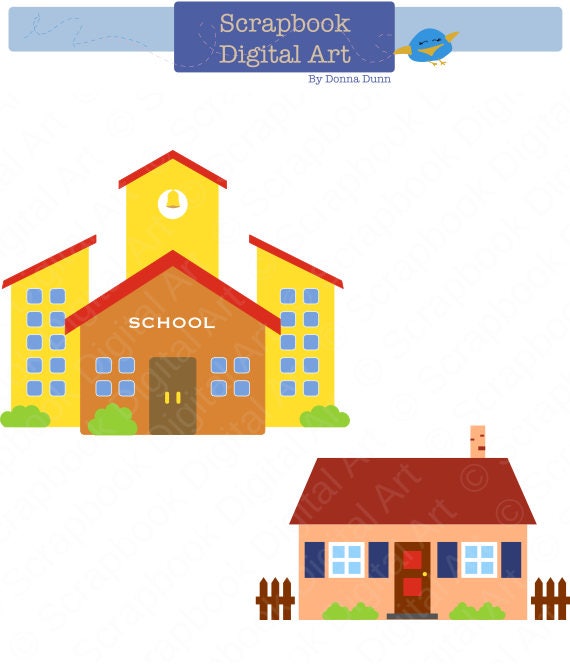 School Clipart School Clip Art Education Clipart House - Etsy