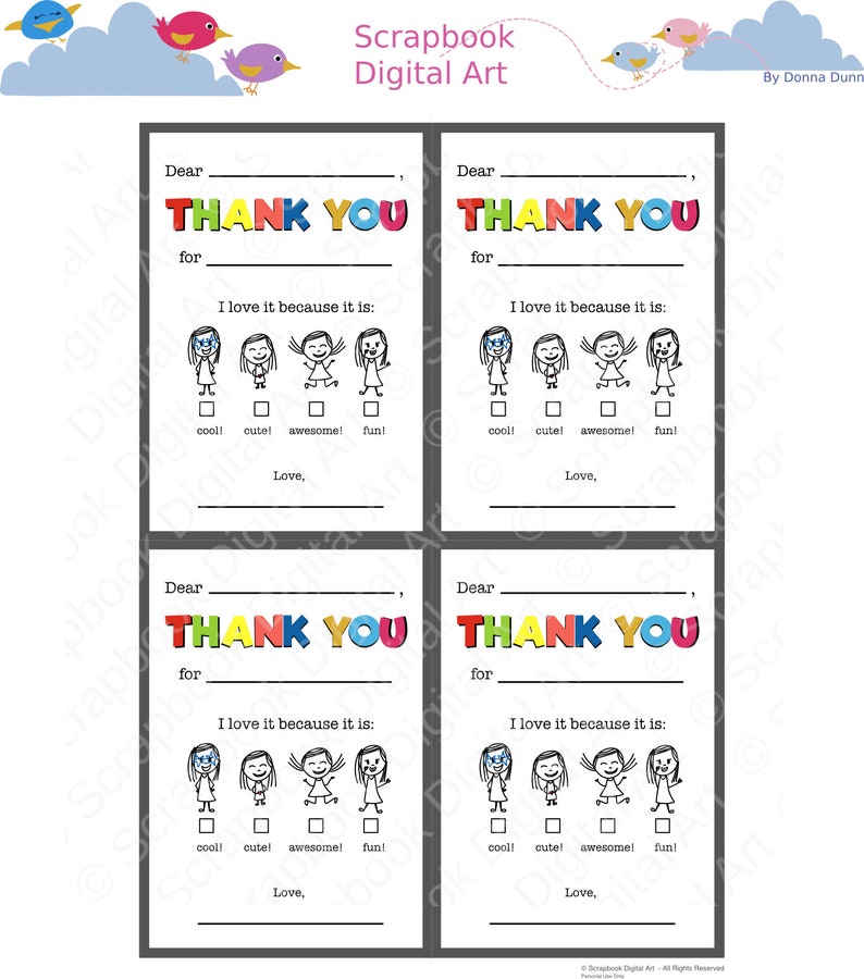 Fill in the Blank Thank You Cards. Printable Thank You Card. - Etsy
