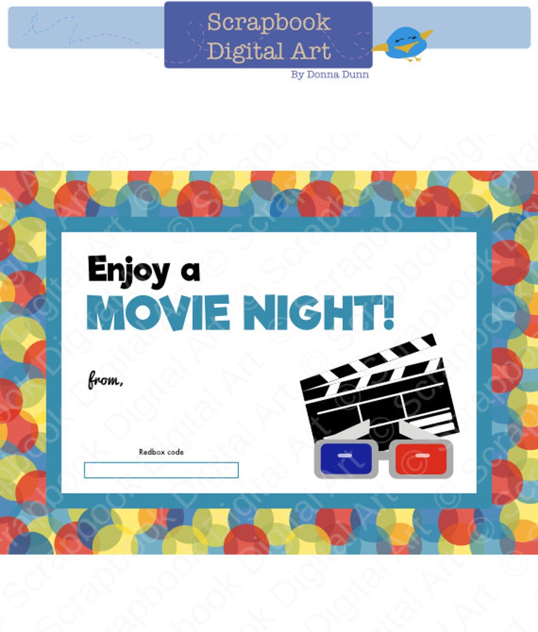 Printable Redbox Gift Card Tag Printable Card Enjoy a Etsy