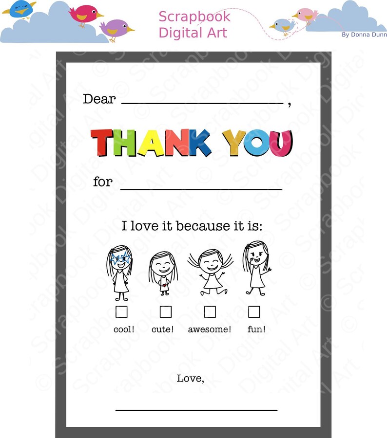 Fill in the Blank Thank You Cards. Printable Thank You Card. - Etsy