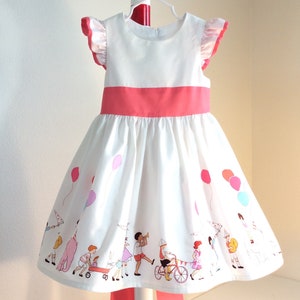 Girls toddlers birthday party dress, Children on Parade, ruffle sleeves, regular or pastel, lined, 2T 3T 4T 5T