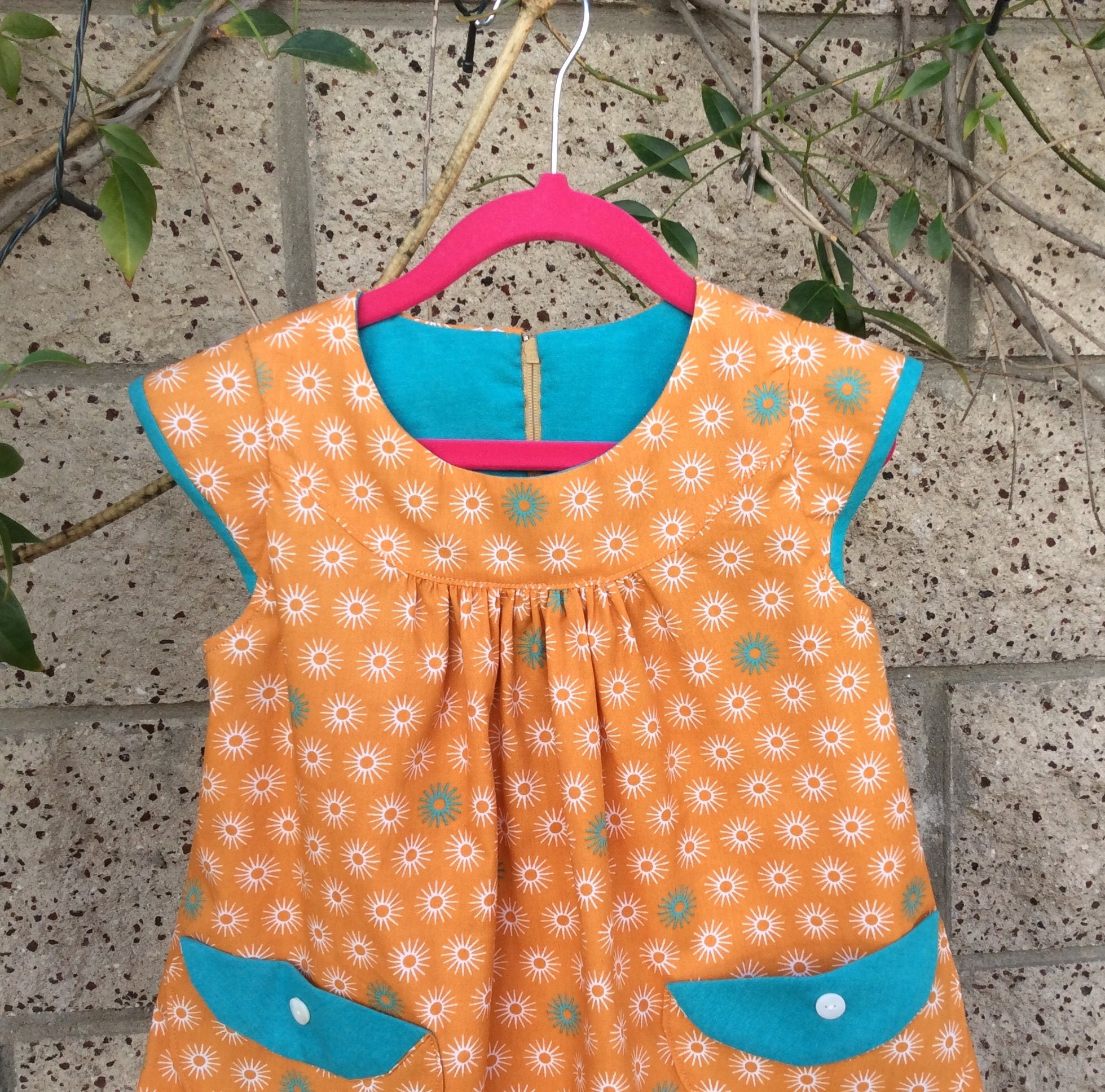 Girls toddlers cotton dress organic dress A line pockets | Etsy