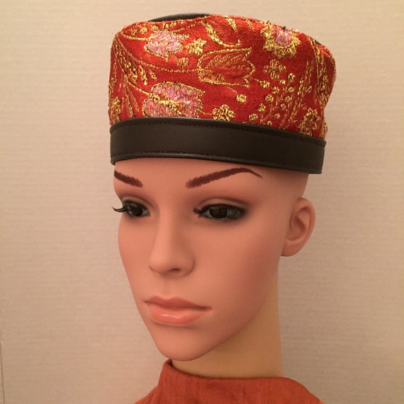 Brown Leather and Rust Pillbox Hat - image 2
