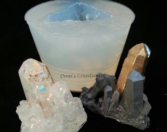 Multi faceted large crystal cluster clear silicone mold