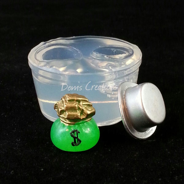 Monopoly piece, token classic top hat and pot of gold clear silicone mold