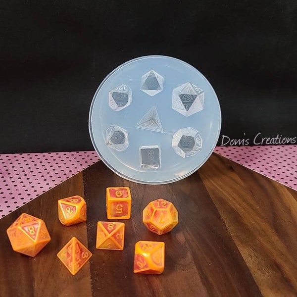 Multi Sided Fancy Gaming Dice Food Safe Clear Silicone Mold *NO LID*