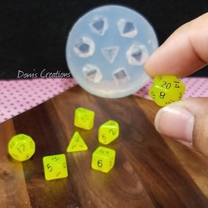 Mini dice set, DND gaming, clear silicone mold *NO LID*