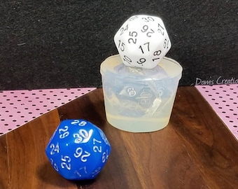 Multi Sided D30 Gaming Dice Food Safe Clear Silicone Mold *NO LID*