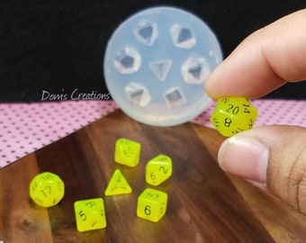 Mini dice set, DND gaming, clear silicone mold *NO LID*