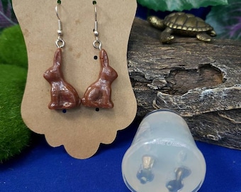 Miniature chocolate bunny earrings set clear silicone mold