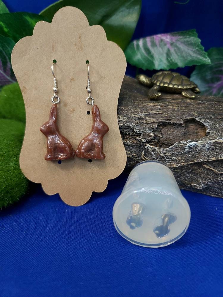 Miniature chocolate bunny earrings set clear silicone mold