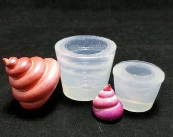 Hand sculpted Kawaii Unicorn Poop 3d Silicone Mold 2 size options