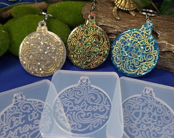 Christmas etched ornament pendant clear silicone mold