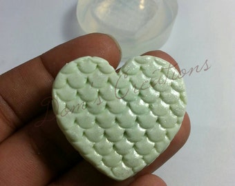 Mermaid Scale Heart Pendant Silicone Mold