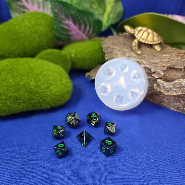 Fancy Mini dice set, DND gaming, clear silicone mold *NO LID*