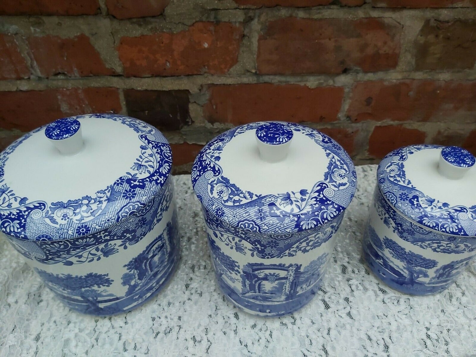 Spode Blue Italian Canister Set of 3 Pieces never Been Used Etsy