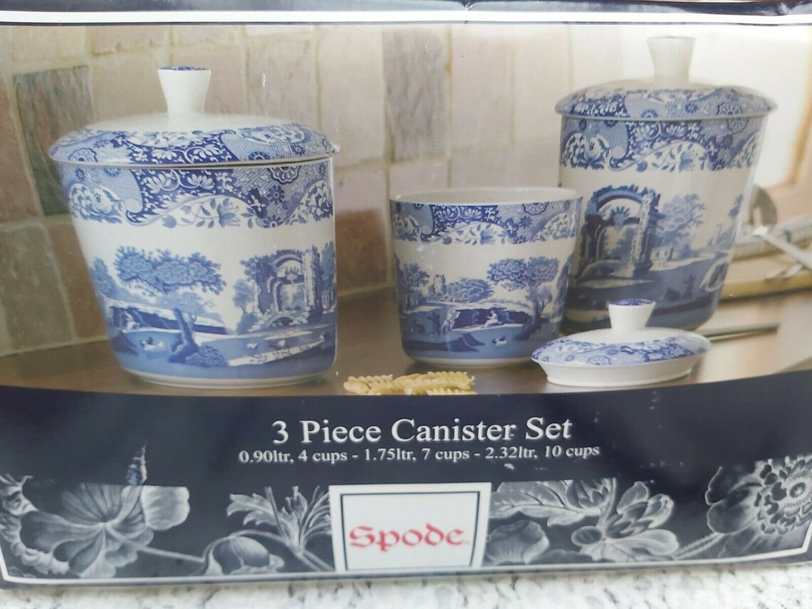 Spode Blue Italian Canister Set of 3 Pieces never Been Used Etsy