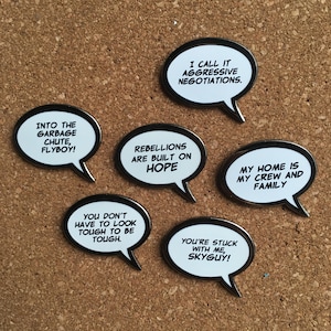 Pin de esmalte de citas de Star Wars - Burbuja de discurso - Y luego ella dijo