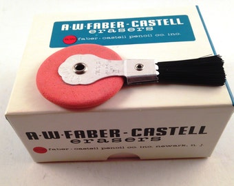 Vintage Faber Castell/Goodyear Circular Typewriter Rubber Eraser with Black Brush - 2026B - Never Used - Like New - Made in the USA