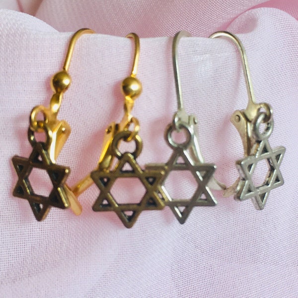 Lovely simple silver Star of David Jewish earrings  - Judaica in Silver or Gold