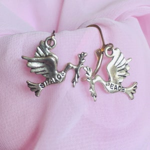 Beautiful Shalom/ Peace Dove Earrings in Silver Finish