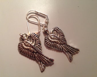Beautiful Silver Angel Wings Earrings