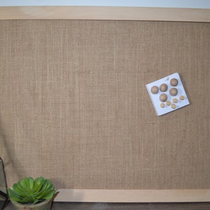 Natural Tan Burlap Framed Cork Bulletin Board, Vision Board, Pin Board