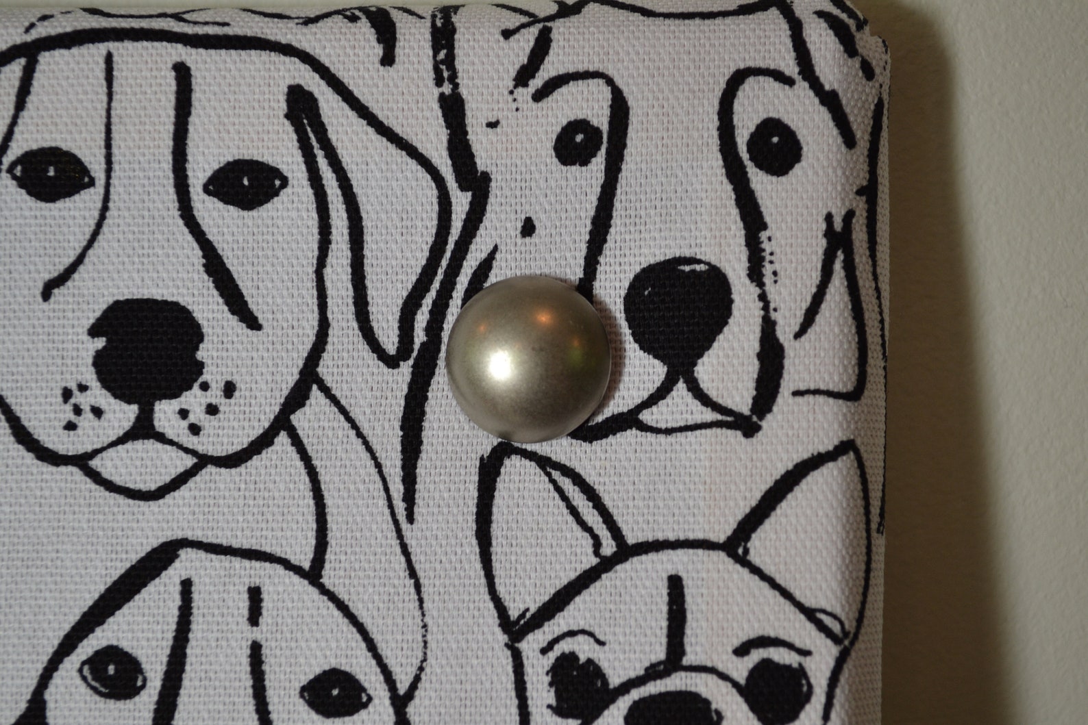 Black and White Dog Print Fabric Cork Bulletin Board Vision Etsy UK