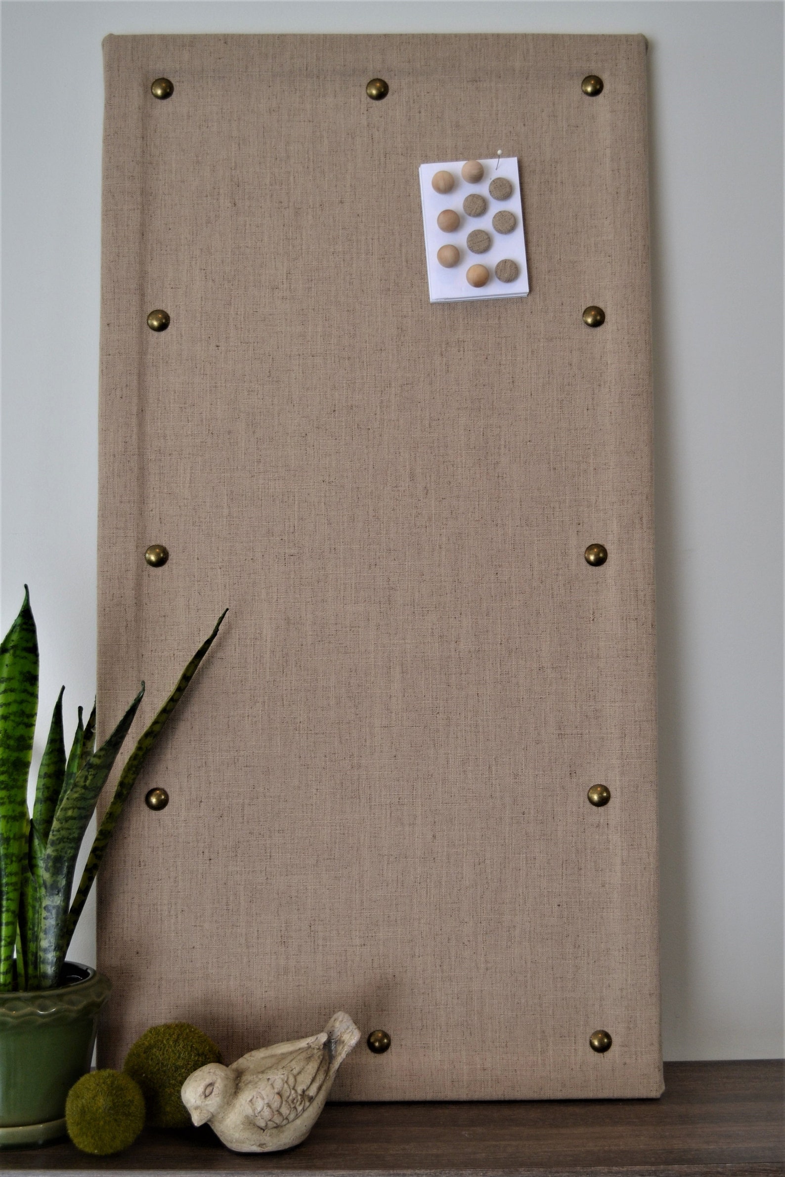 Modern Linen Look Fabric Cork Bulletin Board With Tacks Etsy