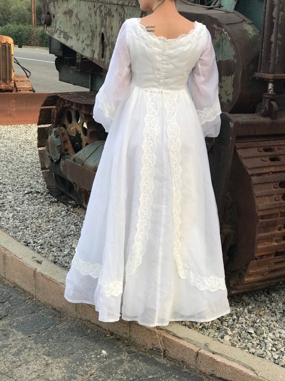 Vintage 60s White Wedding Dress Maxi Dress with B… - image 5