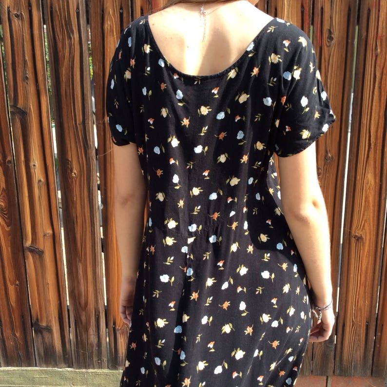 Black Floral Garden Scoop Neck Vintage Dress main image 0
