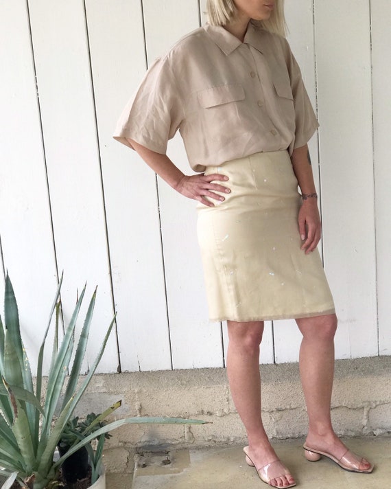 Vintage 90s Laundry by Shelli Segal Cream Silk Sk… - image 2