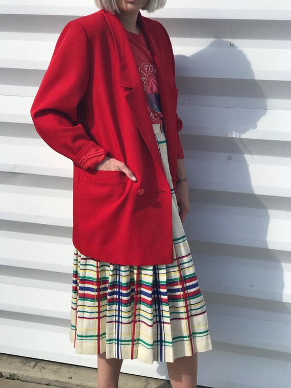 Vintage Red Oversized Blazer Double Breasted Jacke