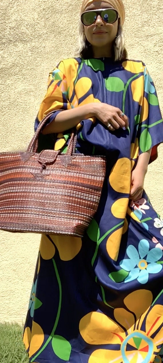 1980s Brown and Orange Plastic Top Handle Tote