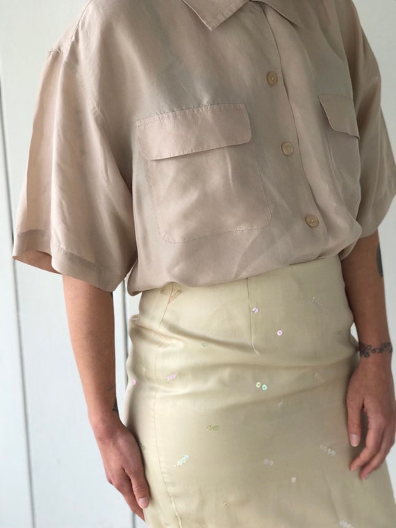 Vintage 90s Laundry by Shelli Segal Cream Silk Sk… - image 3