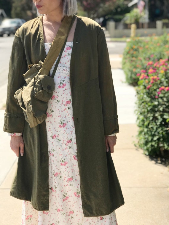 Vintage Military Wool Liner Jacket Long Line Army