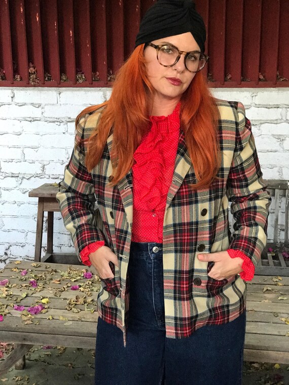tan plaid jacket