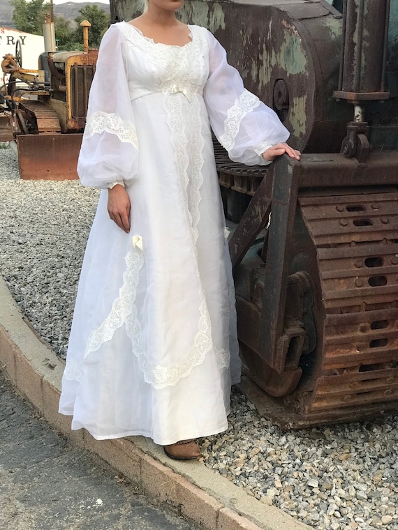 Vintage 60s White Wedding Dress Maxi Dress with B… - image 6